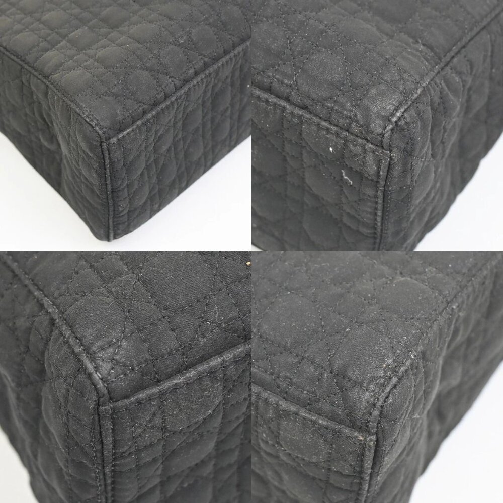 CHRISTIAN DIOR Logo Lady Cannage Hand Bag Nylon Leather Black GHW Italy 76ZA109 - Picture 15 of 16